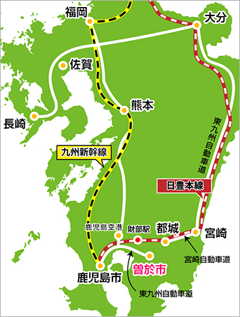 鹿児島県曽於市の位置