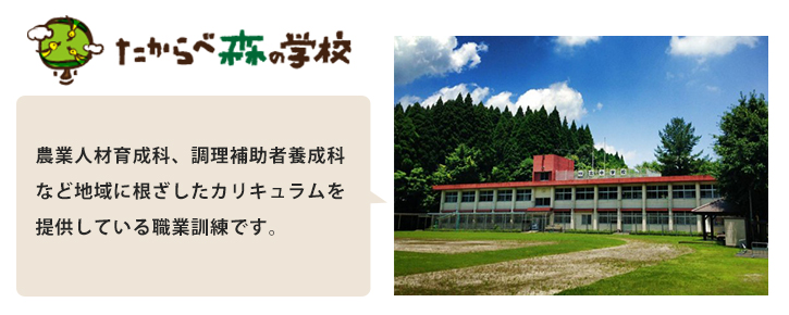 農業人材育成科、調理補助者養成科など地域に根ざしたカリキュラムを提供している職業訓練です。