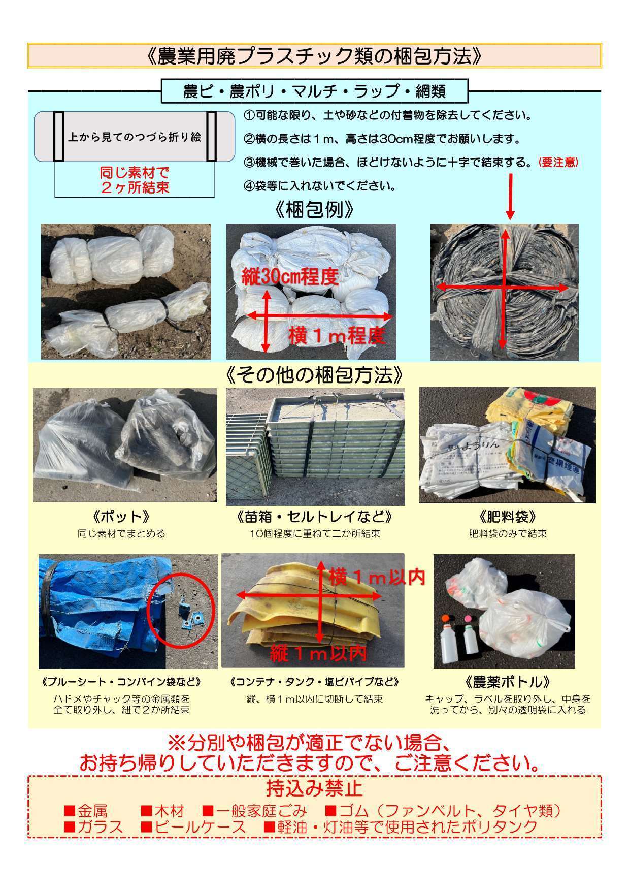 農業用廃プラスチック類の梱包方法